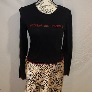 Forever 21 Nothing but Trouble long sleeve crop top